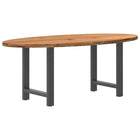 Table à manger marron clair bois de chêne massif ovale