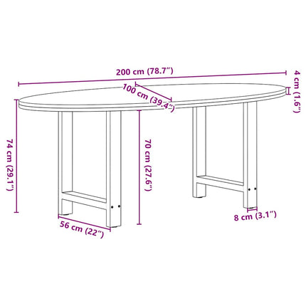 Table à manger marron clair bois de chêne massif ovale