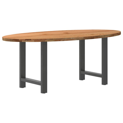 Table à manger marron clair bois de chêne massif ovale