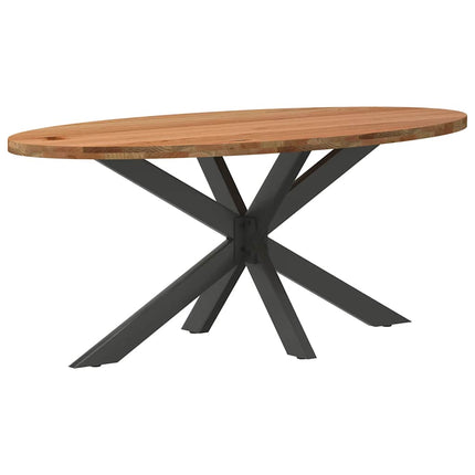 Table à manger marron clair bois de chêne massif ovale