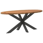 Table à manger marron clair bois de chêne massif ovale