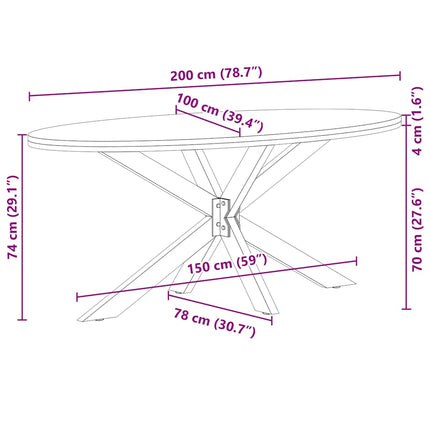 Table à manger marron clair bois de chêne massif ovale