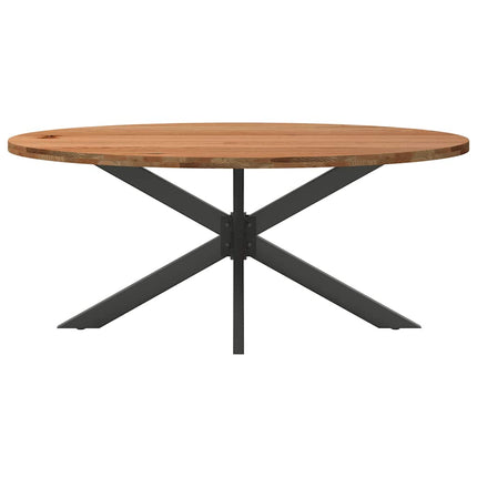 Table à manger marron clair bois de chêne massif ovale