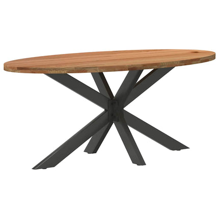 Table à manger marron clair bois de chêne massif ovale