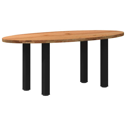 Table à manger marron clair bois de chêne massif ovale