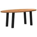 Table à manger marron clair bois de chêne massif ovale