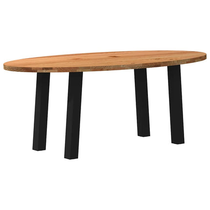 Table à manger marron clair bois de chêne massif ovale