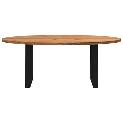 Table à manger marron clair bois de chêne massif ovale