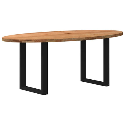 Table à manger marron clair bois de chêne massif ovale