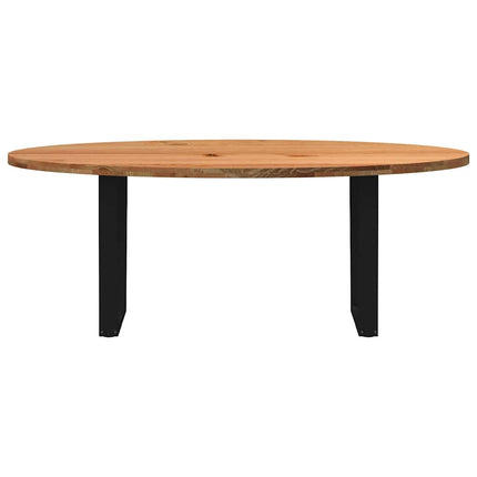 Table à manger marron clair bois de chêne massif ovale