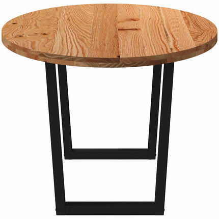 Table à manger marron clair bois de chêne massif ovale