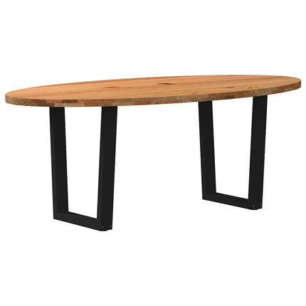 Table à manger marron clair bois de chêne massif ovale