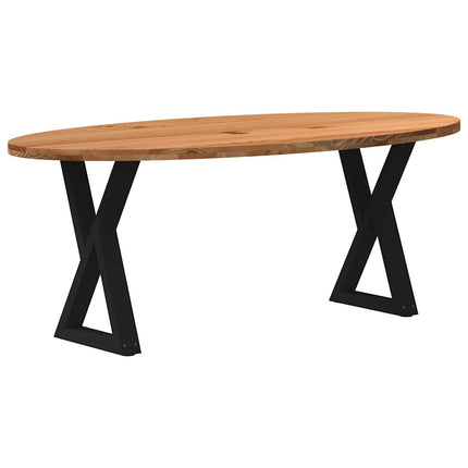 Table à manger marron clair bois de chêne massif ovale