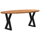 Table à manger marron clair bois de chêne massif ovale