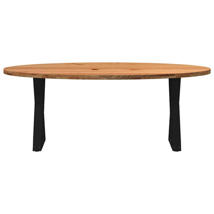 Table à manger marron clair bois de chêne massif ovale