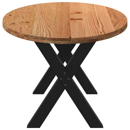 Table à manger marron clair bois de chêne massif ovale