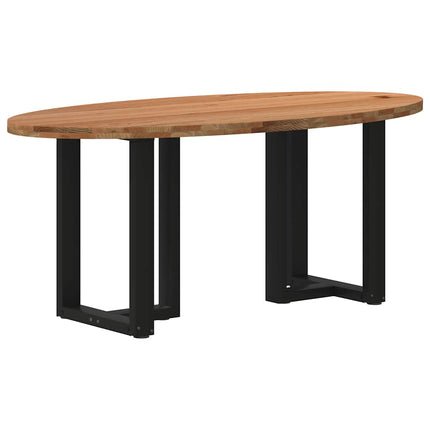 Table à manger marron clair bois de chêne massif ovale