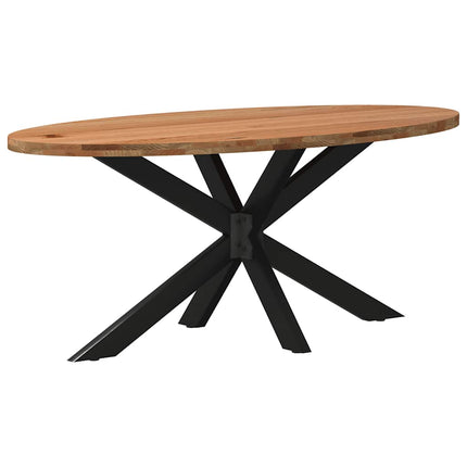 Table à manger marron clair bois de chêne massif ovale