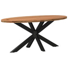 Table à manger marron clair bois de chêne massif ovale