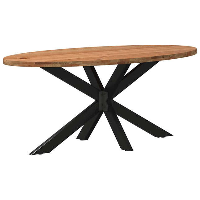 Table à manger marron clair bois de chêne massif ovale