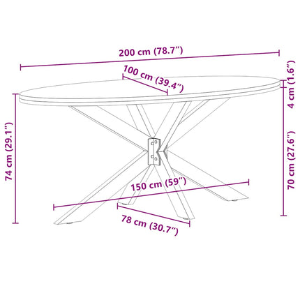 Table à manger marron clair bois de chêne massif ovale