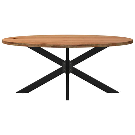 Table à manger marron clair bois de chêne massif ovale