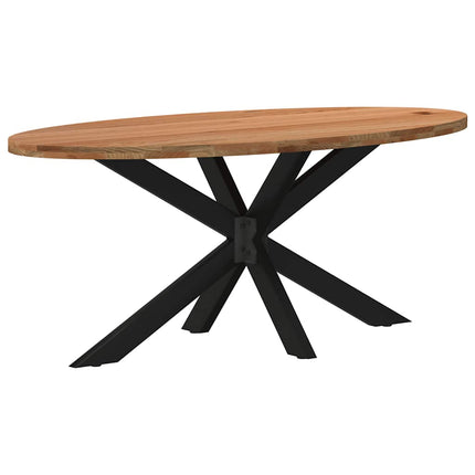 Table à manger marron clair bois de chêne massif ovale