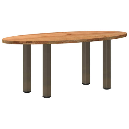 Table à manger marron clair bois de chêne massif ovale