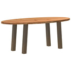 Table à manger marron clair bois de chêne massif ovale