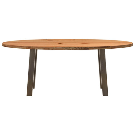 Table à manger marron clair bois de chêne massif ovale