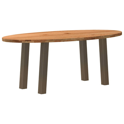 Table à manger marron clair bois de chêne massif ovale