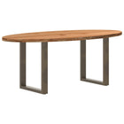 Table à manger marron clair bois de chêne massif ovale