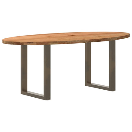 Table à manger marron clair bois de chêne massif ovale