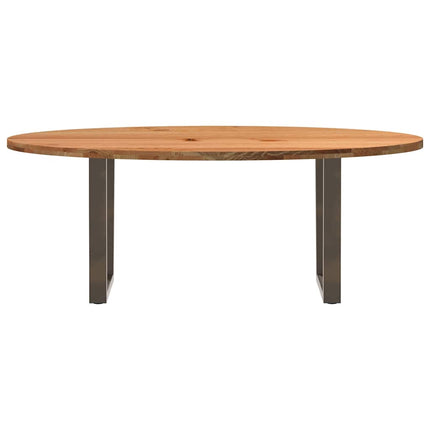 Table à manger marron clair bois de chêne massif ovale