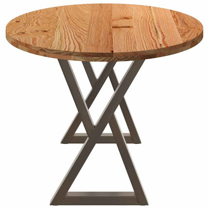 Table à manger marron clair bois de chêne massif ovale