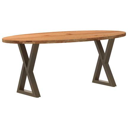 Table à manger marron clair bois de chêne massif ovale