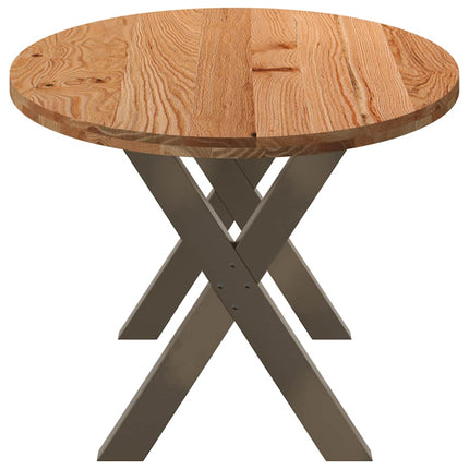 Table à manger marron clair bois de chêne massif ovale