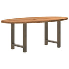 Table à manger marron clair bois de chêne massif ovale