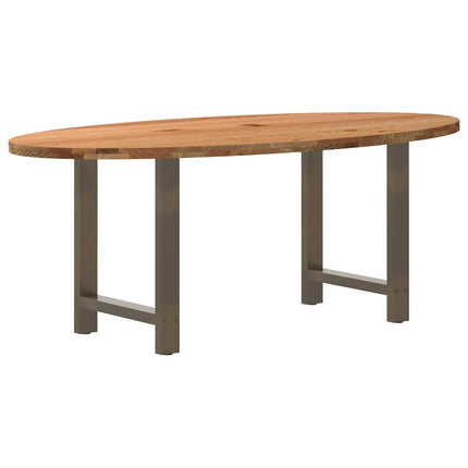 Table à manger marron clair bois de chêne massif ovale