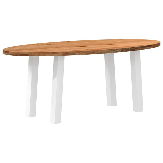 Table à manger marron clair bois de chêne massif ovale