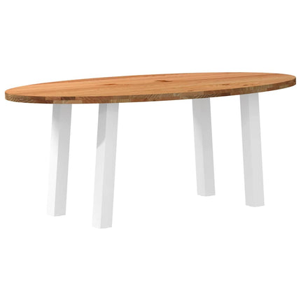 Table à manger marron clair bois de chêne massif ovale