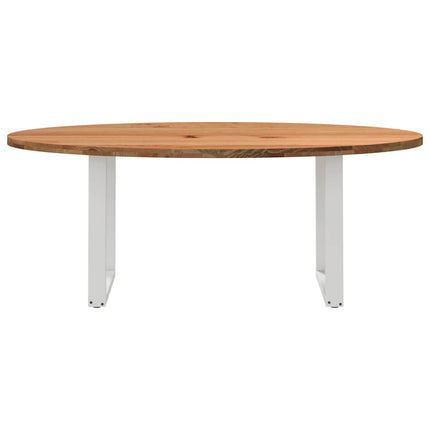 Table à manger marron clair bois de chêne massif ovale