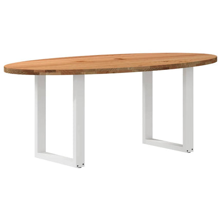 Table à manger marron clair bois de chêne massif ovale