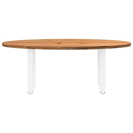 Table à manger marron clair bois de chêne massif ovale