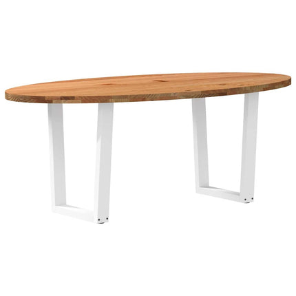 Table à manger marron clair bois de chêne massif ovale