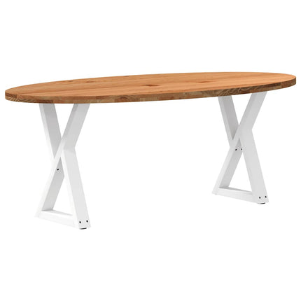 Table à manger marron clair bois de chêne massif ovale