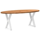 Table à manger marron clair bois de chêne massif ovale