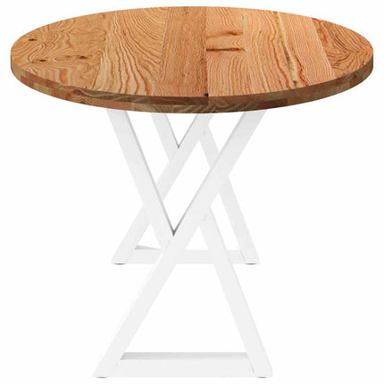 Table à manger marron clair bois de chêne massif ovale