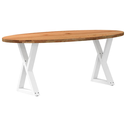 Table à manger marron clair bois de chêne massif ovale