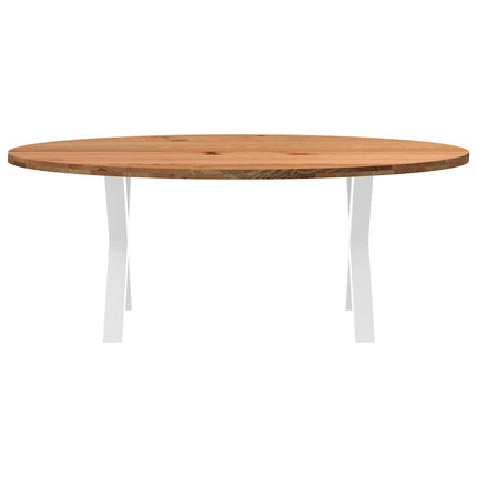 Table à manger marron clair bois de chêne massif ovale